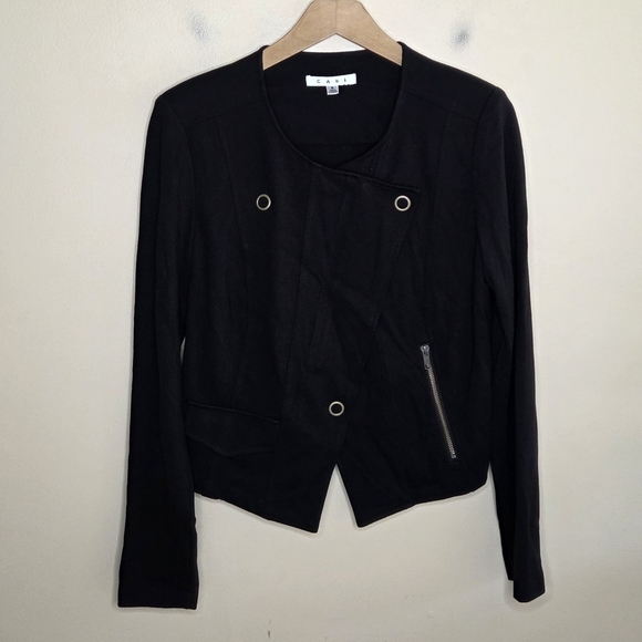 Cabi | #615 Ponte Black Knit Asymmetrical Moto Jacket Size Small - Picture 1 of 6